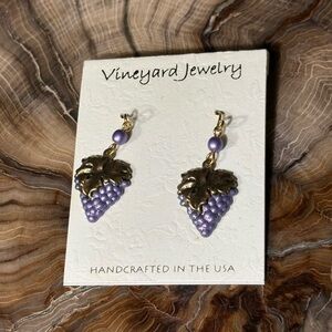 NWT Purple and Gold Grape Earrings